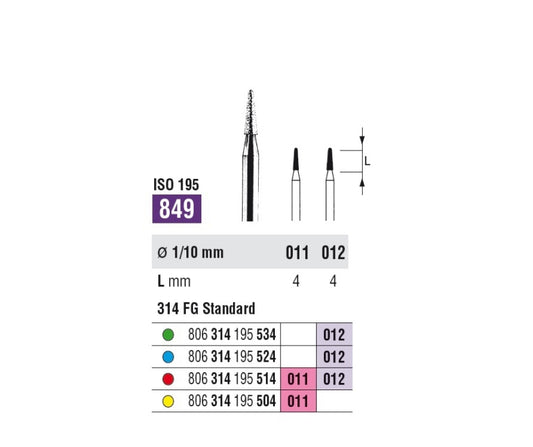 FRESE DIAM.SSWHITE FG 849 012 grana grossa 5pz