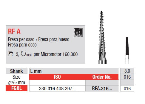 FRESE EDENTA CHIRURGICHE ACCIAIO 3pz
