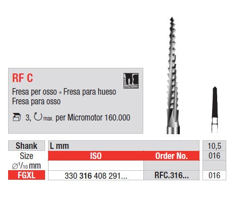 FRESE EDENTA CHIRURGICHE ACCIAIO 3pz