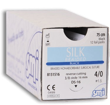 SUTURE SILK BRAIDED SMI 12pz