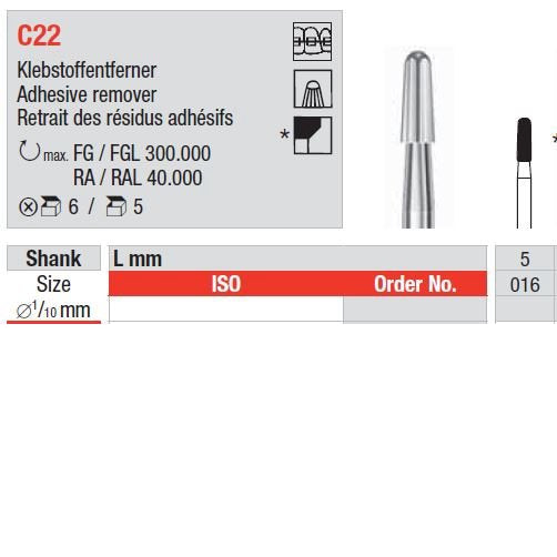 FRESA EDENTA TUNGSTENO C22 016 FG 5pz