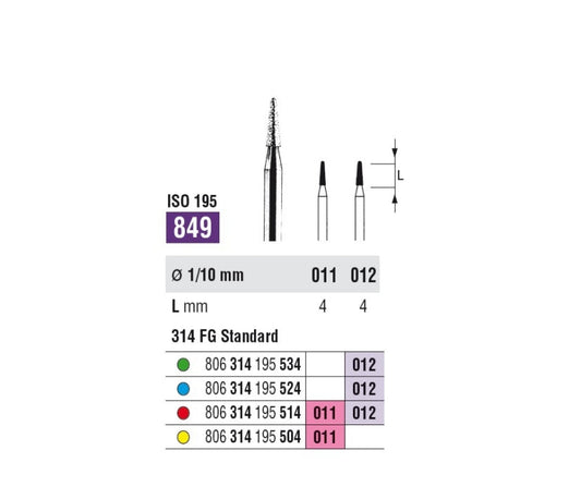 FRESE DIAM.SSWHITE FG 849 011 grana fine 5pz