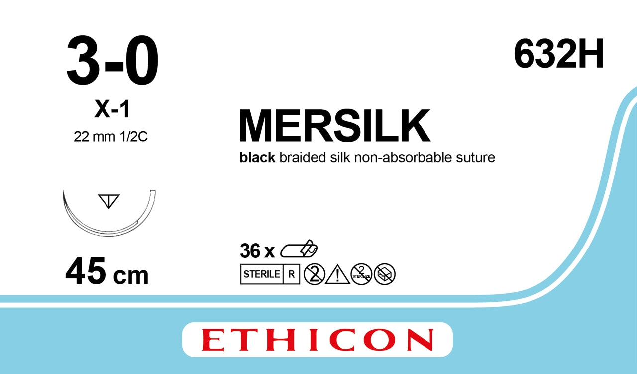 SUTURE SETA ETHICON AGO DORSO TAGLIENTE 22mm X-1 1/2 cerchio 36pz