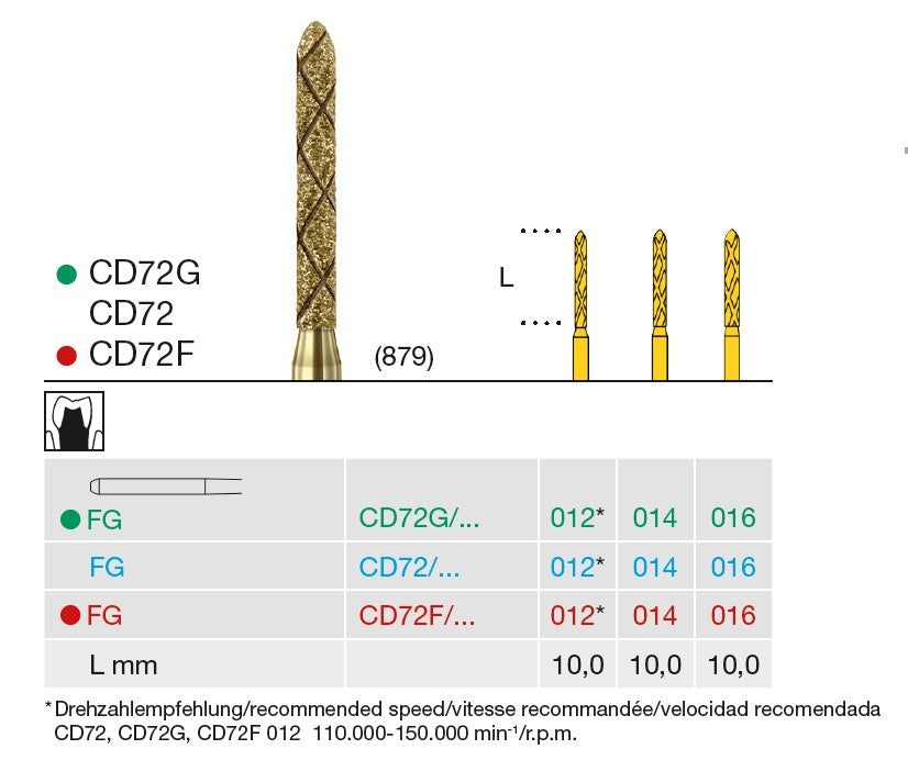 FRESE DIAM. COOL DIAMANT CD72F 016 FG grana fine 6pz