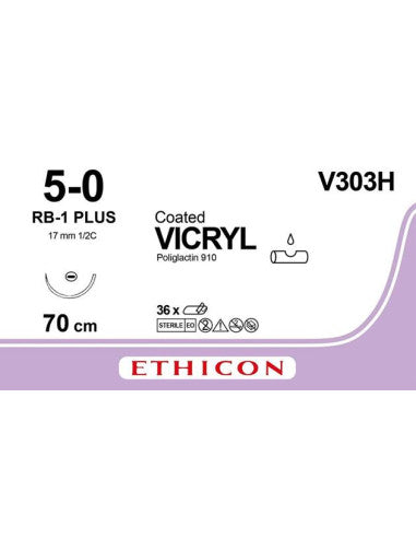 SUTURE VICRYL ETHICON AGO CILINDRICO 17mm RB-1 1/2 cerchio 36pz