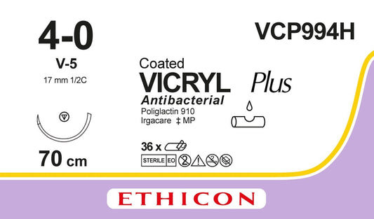 SUTURE VICRYL PLUS ETHICON AGO TAPERCUT 17mm V-5 1/2 cerchio 36pz