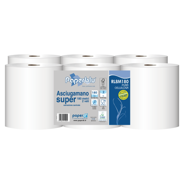 ROTOLI ASCIUGAMANI CELLULOSA 486 STRAPPI 6pz
