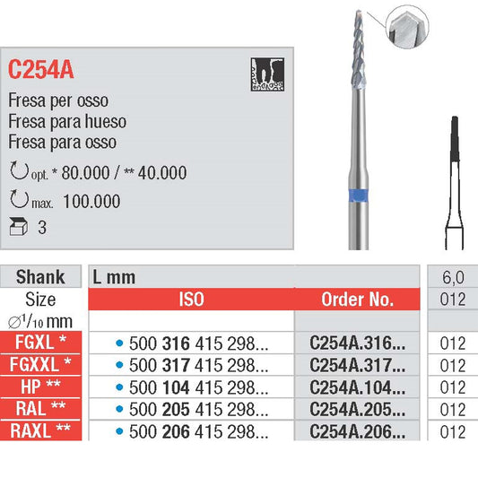 EDENTA FRESA X OSSO C254A 012 HP 3pz