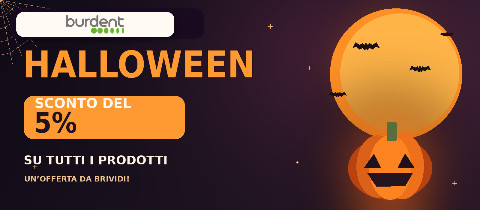 Halloween Burdent, sconto del 5 per cento su tutti i prodotti